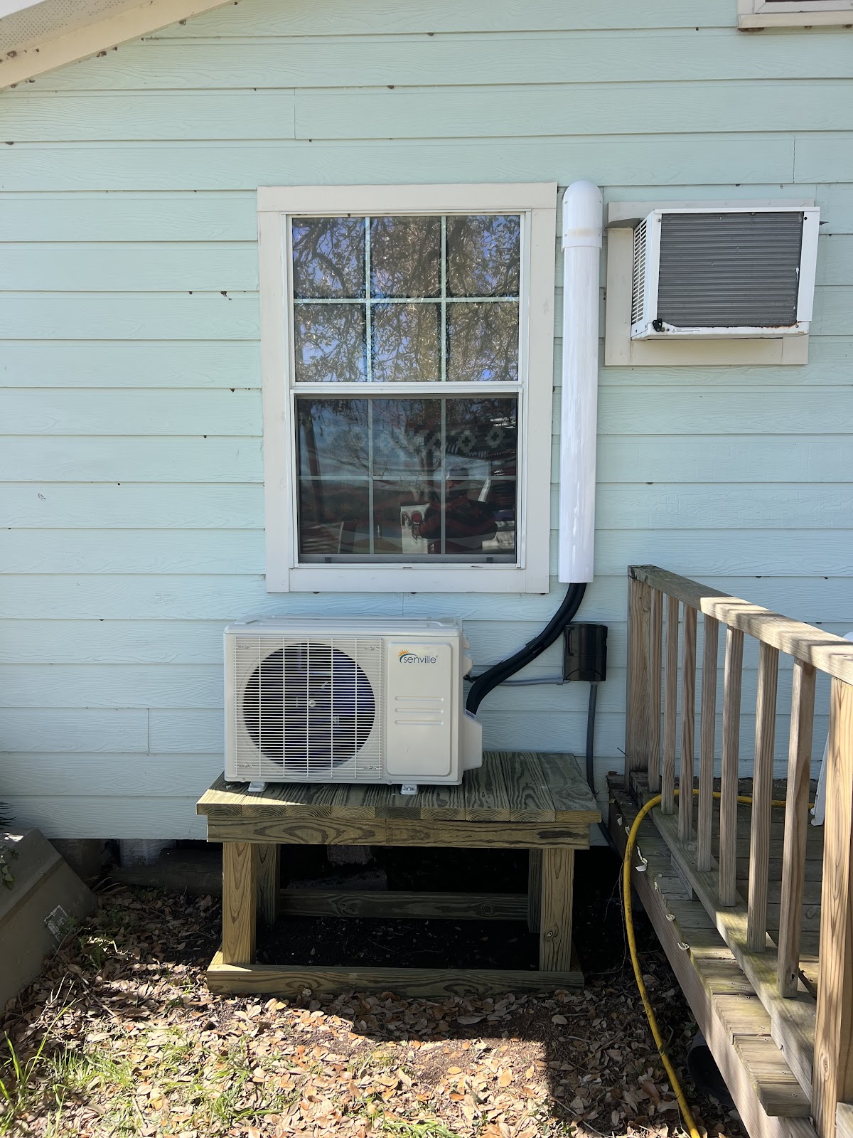 Ductless mini-split outdoor unit installed at a Matagorda home